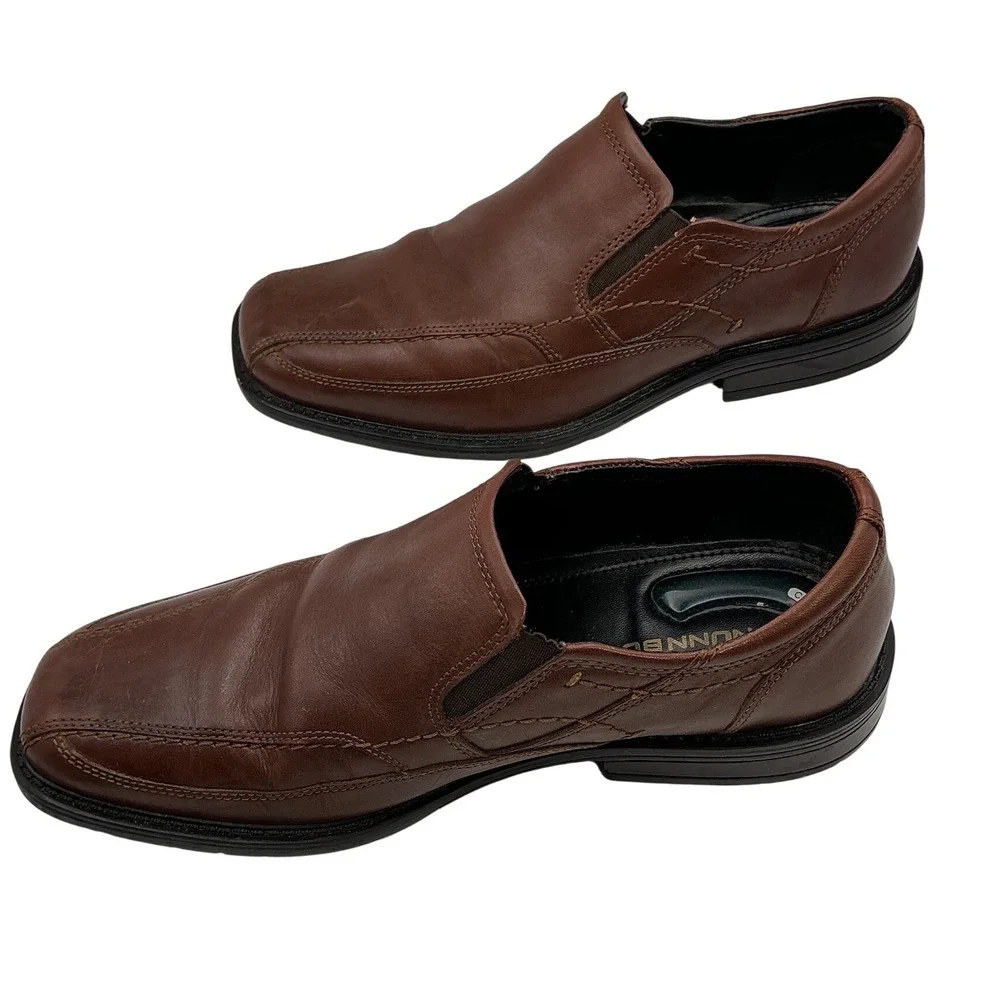 Nunn Bush Mens Brown Leather Slip On Loafer Comfort Gel Dress Shoes 81809-200 8M